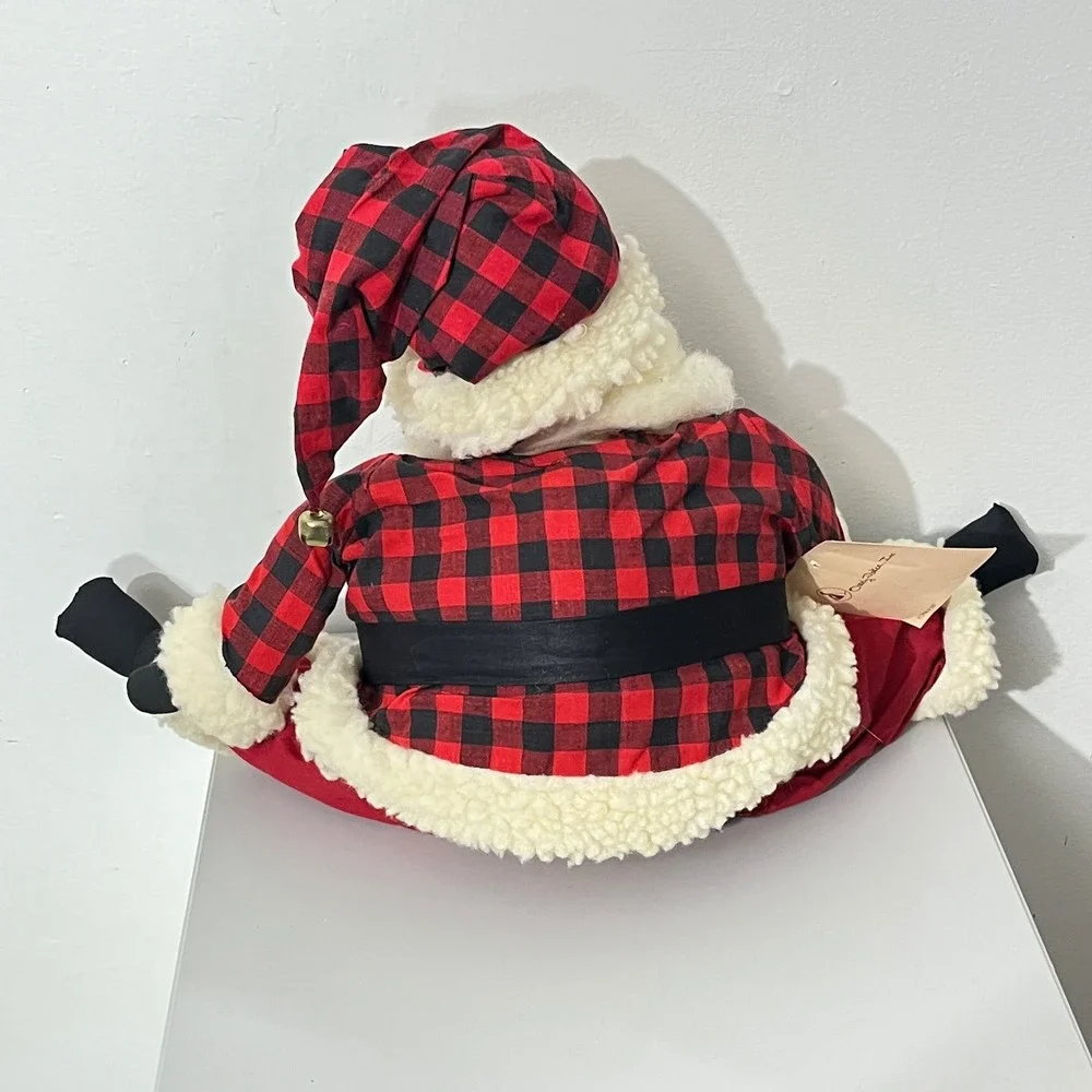 Overly-Raker Santa Claus Doll  Red Buffalo Plaid Vintage 1993 Plush 19